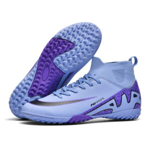 2309-BUR-T light blue and purple turf soccer shoes with outsole on white background