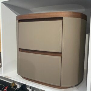 Taupe Bedside Cabinet with Wood Trim design reference view 1 for GAZLL wholesale furniture sourcing