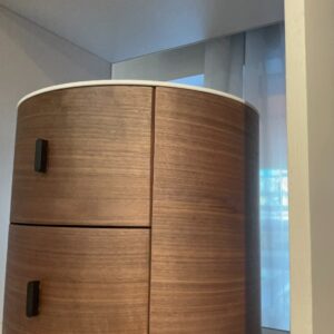 Cylindrical Wood Tone Bedside Cabinet design reference view 1 for GAZLL wholesale furniture sourcing