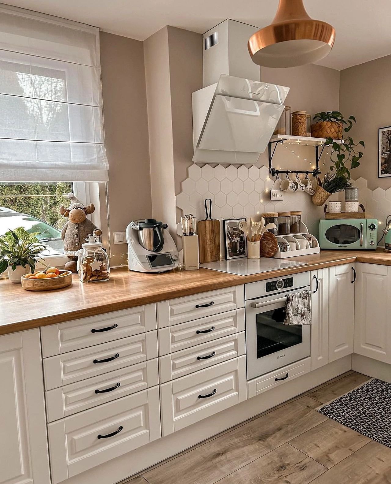 Classic Cream Kitchen with Copper Accents, kitchen cabinet design reference KC-020 for custom sourcing and wholesale enquiries