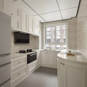 Classic White Corner Kitchen, design reference 1, model KC-031 for custom kitchen cabinet sourcing
