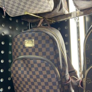 Black Checkered Zip Backpack