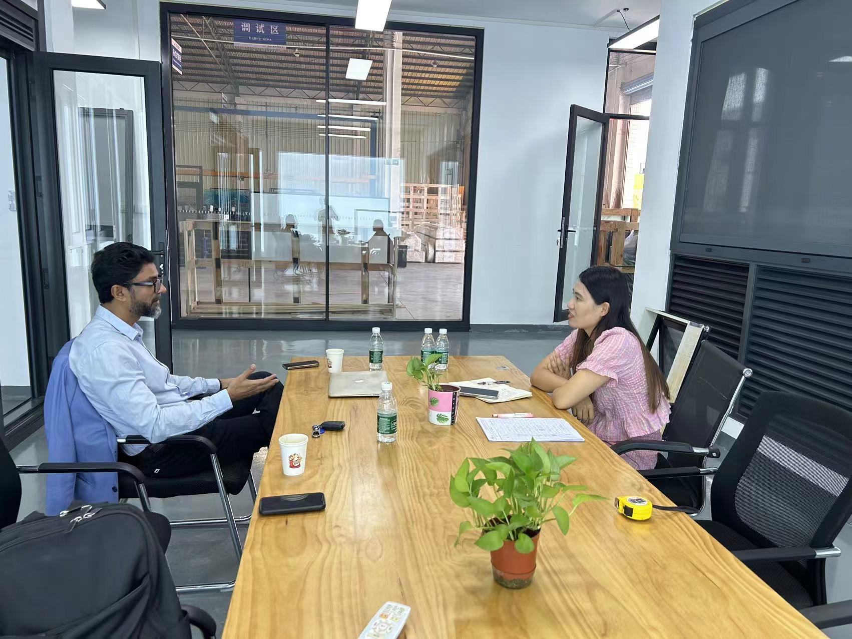 Supplier discussions at a factory in China