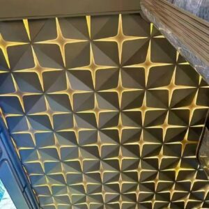 Gold Geometric Ceiling Panels, architectural design reference 1, model WC-002