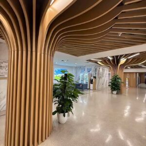 Curved Slatted Ceiling and Column Designs, architectural design reference 1, model WC-006