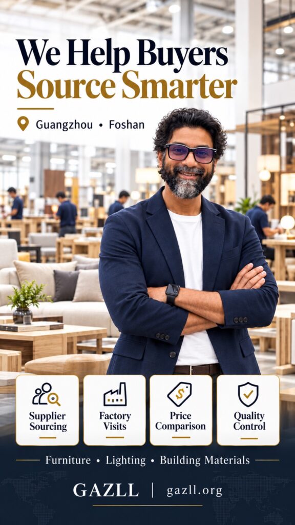 Ziaul Hasan of GAZLL — supplier sourcing, factory visits, price comparison and quality control in Guangzhou and Foshan.